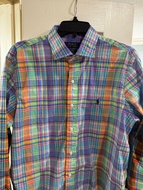 Large Ralph Lauren Multicolor Plaid Cotton Button-Down Shirt